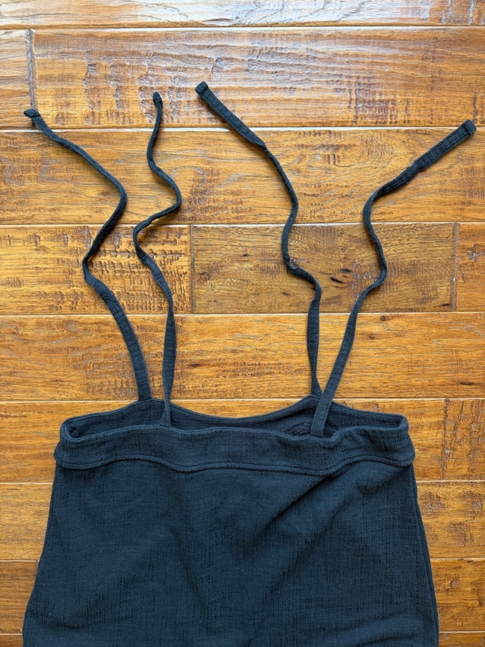 Madewell Crosshatch Tie-Strap Tank Top, Size Small, Black - Picture 6 of 7